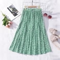 thumbnail image 6 of mgoYE Girls Floral Maxi Skirt Boho Flowy A-Line Summer Midi Skirt with Elastic Waist Size 11-12 Years Light Green, 6 of 8