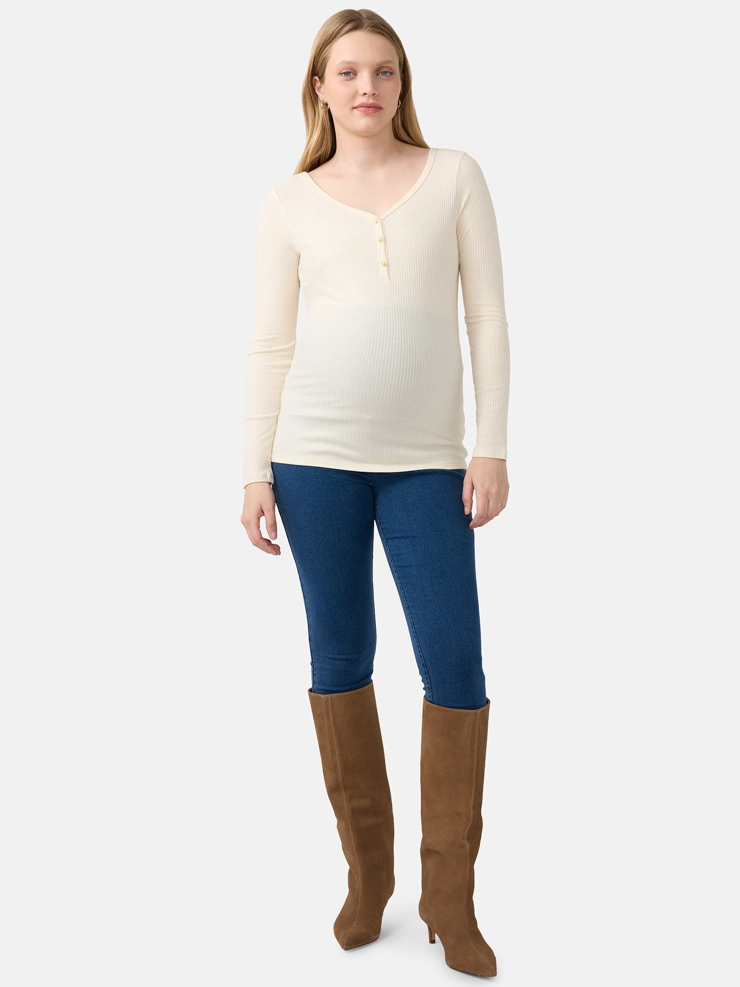 Ingrid & Isabel For Every Belly Women's Maternity Henley Shirt, Sizes S-XXL