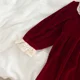 thumbnail image 5 of Sisters Dress Spring Baby Girls Lace Lapel Bodysuit Red Velvet Girls' Lace Puff Sleeve Princess Dress New Years' Clothes, 5 of 6