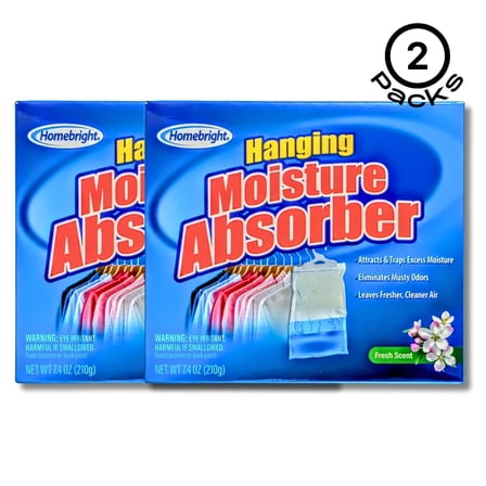 HomeBright Hanging Moisture Absorber, Fresh Scent, Eliminates Musty Odors, Pack of 2