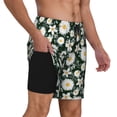 thumbnail image 2 of Yiaed White Daisies and Bee Print Mens Swim Trunks Bathing Suit Compression Liner Beach Swim Shorts Swimwear Quick Dry Zipper Pocket No-Chafing Board Short-, 2 of 6
