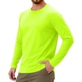 thumbnail image 4 of Domuza Mens Rash Guard Sun Protection Long Sleeve Swim Shirt Lightweight Comfort Crew Neck Top Athletic Gym Pullover for Fishing Running Fluorescent Green XXL, 4 of 7
