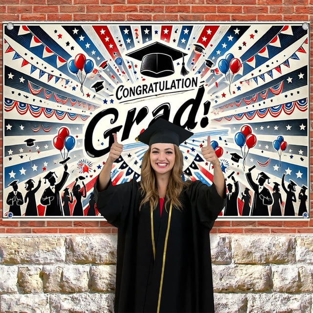 Danhjin Polyester Background Congrats Grad Backd Grad Backd Graduation Decorations Backd Backdrop