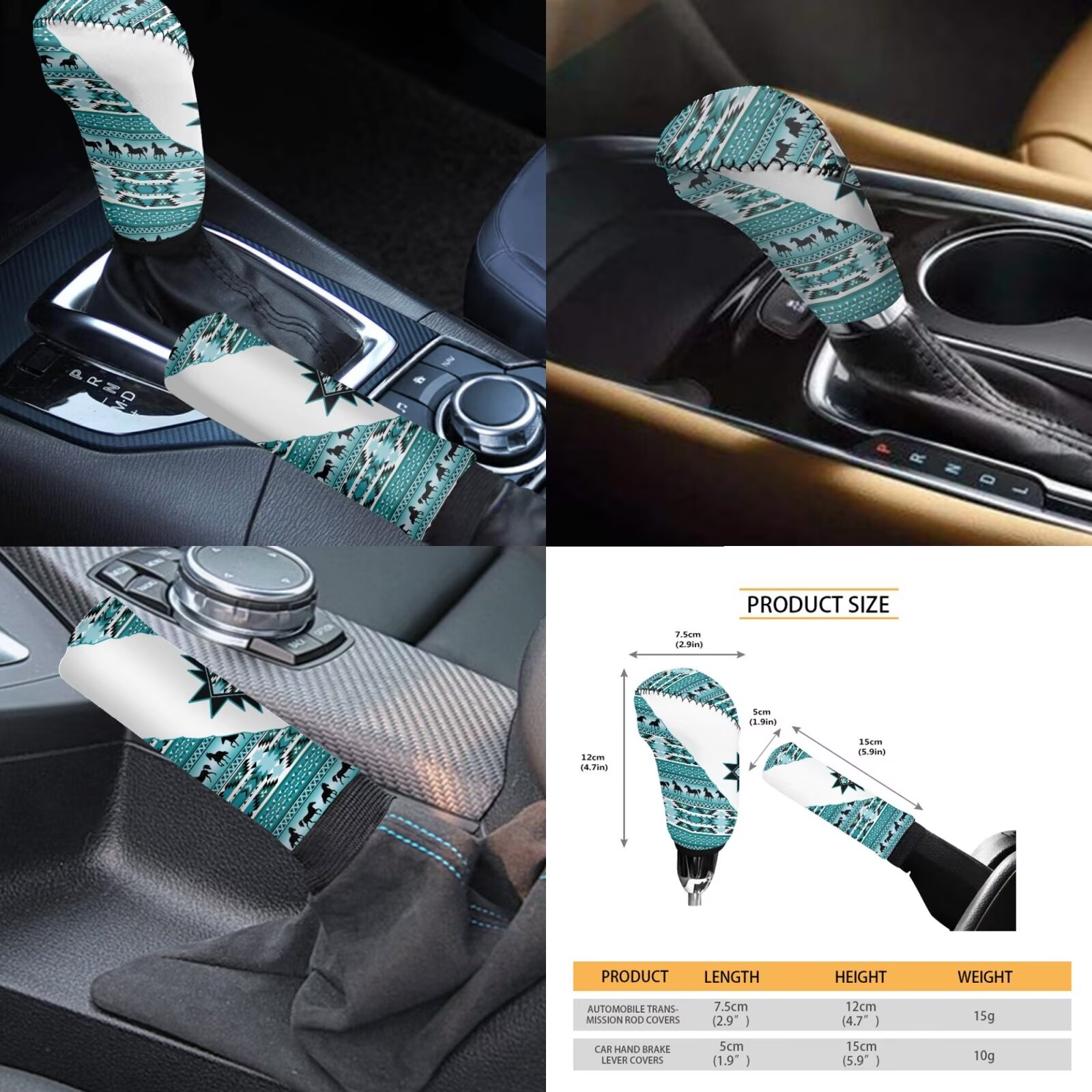 Garronmavis Aztec Geometry Car Seat Cover Full Set Car Accessories for Front Rear Seat Steering Wheel Cover Gear Shift Cover Handbrake Cover Headrest Cover Cup Coasters for Sedan SUV Truck