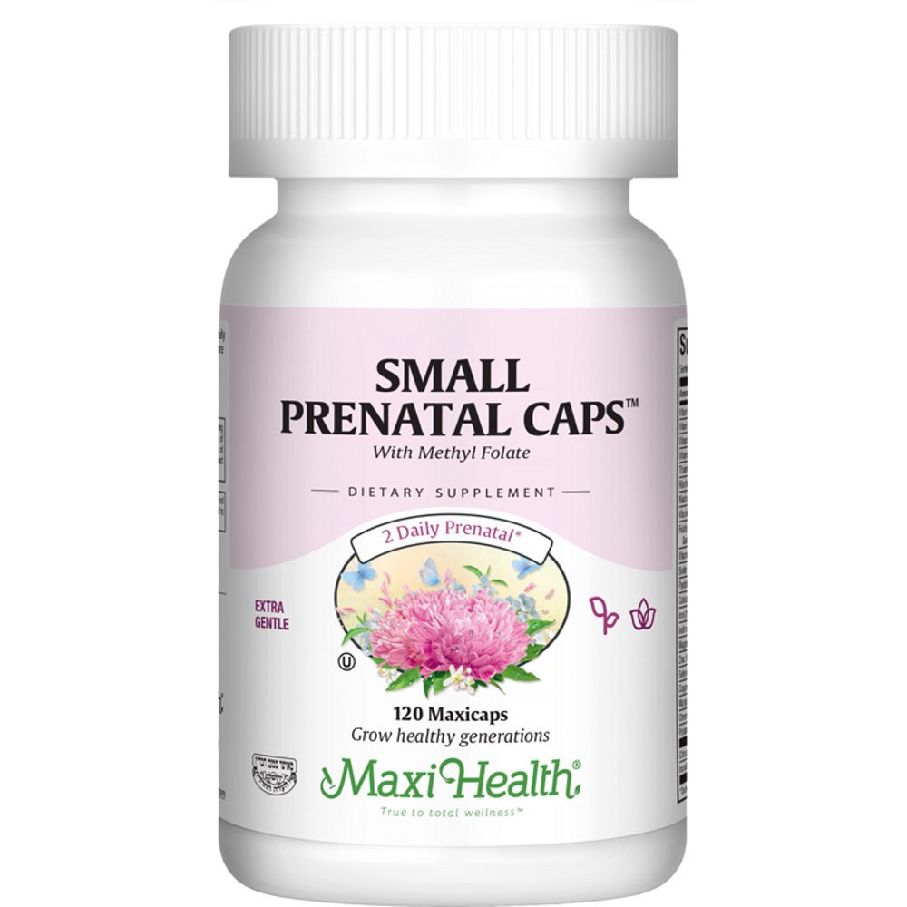 Maxi Health Kosher Small Prenatal Caps with Methyl Folate 120