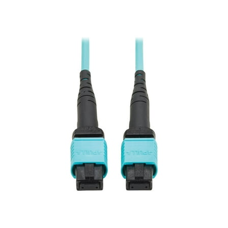 Eaton Tripp Lite Series 100G Multimode 50/125 OM4 Fiber Optic Cable [12F MPO/MPO-PC F/F], Type-B Polarity, OFNP, Aqua, 10 m [32.8 ft.], TAA (n845b-10m-12taa)