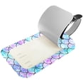 thumbnail image 2 of Square 2Pack PU Leather Pacific Mermaid Scales Cruise Luggage Tag with Privacy Cover and Name ID Tag for Travel Handbags Backpacks Luggage Tags, 2 of 6