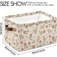 thumbnail image 3 of GZHJMY 2 Pack Foldable Rectangular Storage Baskets,Fabric Shelves Storage Bins with Leather Handles for Organizing Closet Clothes, Toys, Towels, Bedroom, Bathroom, Nursery, Office, Small Pink Roses, 3 of 7