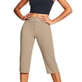 thumbnail image 2 of Gamivast Capri Pants for Women High Waisted Button Fly Stretchy Skinny Work Pants Business Casual Cropped Pants with Pockets Office Yoga Capris Leggings, 2 of 5
