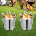 thumbnail image 4 of 2 Packs Ice Buckets 201 Stainless Steel Ice Bucket Cylinder W/ 2*Ice Tongs for Parties Silver for Families, Barbecues, Picnics, Parties, 4 of 15