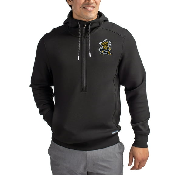 Men's-Cutter & Buck  Black Wichita State Shockers Roam Eco Recycled Half-Zip Pullover Hoodie