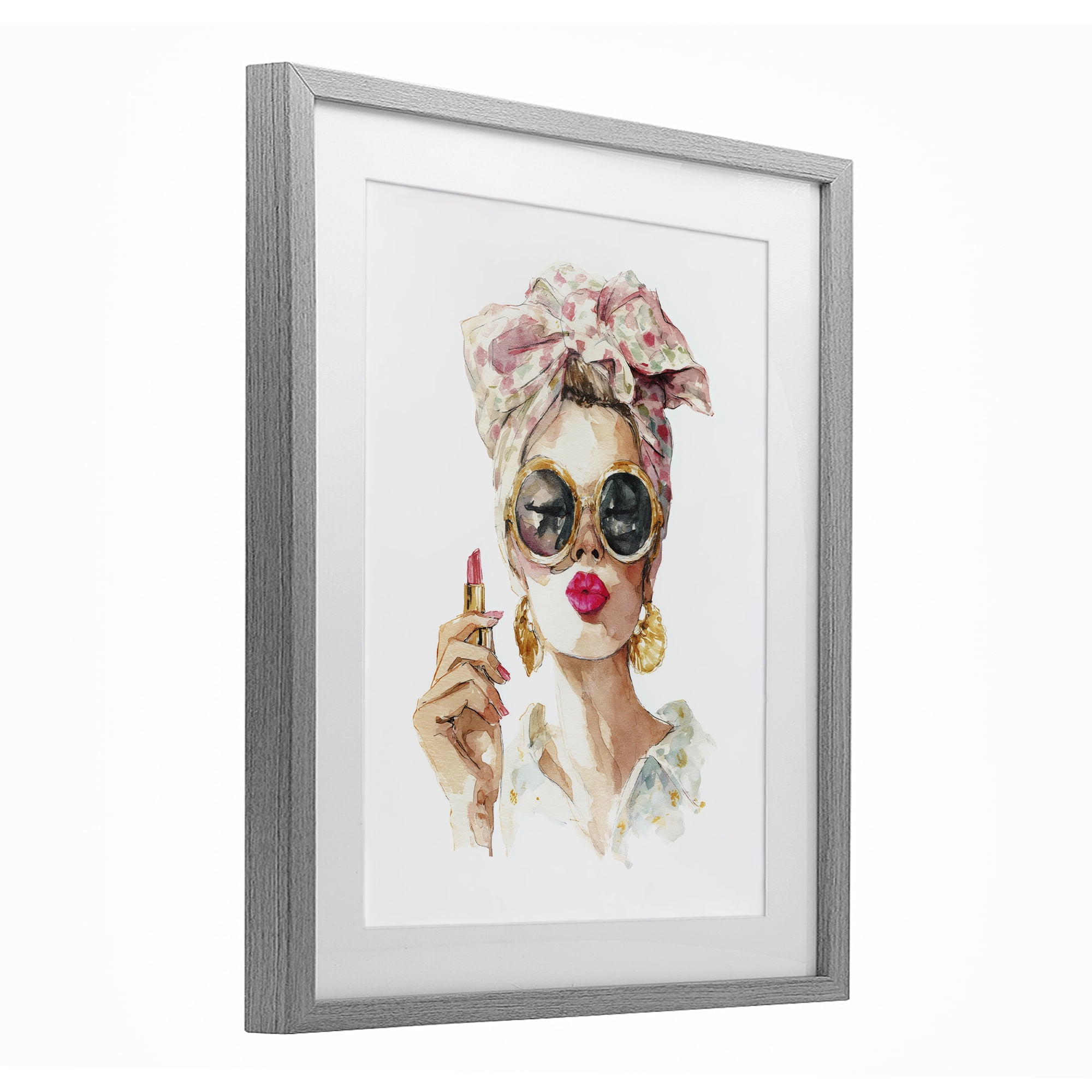 Stupell Industries Feminine Lipstick Spell Gray Framed Print Under Glass, design by Svetlana Aleynikova