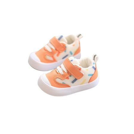 

Ritualay Girls Boys Sneakers Comfort Casual Shoes Mesh Flats Lightweight Round Toe Walking Shoe Toddler Kids Non-Slip Orange 5.5C
