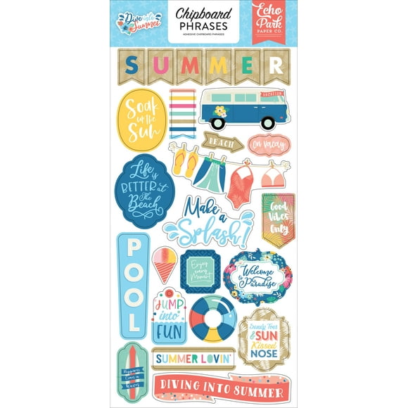 Dive Into Summer Chipboard 6"X13"-Phrases