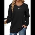 thumbnail image 2 of Sudaderas para Mujer, Suéteres de Cuello Redondo con Mangas de Punto , Moda 2025 Negro M, 2 of 8