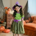 thumbnail image 6 of bbymog Halloween Costumes Girls' Fashion Performance Dresses Ctue Crewneck Short Sleeve Party Dress with Hat + Belt Girls Clothes Green 9 Years, 6 of 9