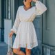 thumbnail image 2 of Vestido Casual De Manga Larga Para Mujer, Puño Elástico Con Estampado De Puntos, Cuello En V, Vestido De Manga Larga, Tul, Estilo De Línea, Con Volantes Para Vacaciones Para ANGGREK Albaricoque L, 2 of 6