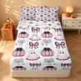 thumbnail image 2 of Homewish Halloween Cute Ghost Zipper Full Size Comforter Sets with Fitted Sheet and 2 Pillowcases for Girls, Polka Dot Bow Spider Web Zipper Bedding Set, White Pink Black, Pumpkin Bat Reversible, 2 of 7