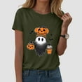 thumbnail image 2 of enyan Pumpkin Graphic Cute Ghost Tops Tee for Women Short Sleeve Casual T-Shirt Ladies October Top Comfortable Printed Shirt Fall Fall T Shirts for Women AG,S, 2 of 5