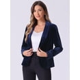 thumbnail image 2 of DARING DIVA Women's Velvet Office Coat Solid Shawl Collar Blazer M Dark Blue, 2 of 6