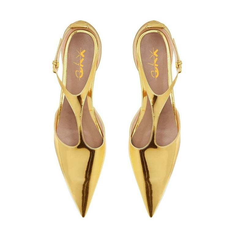 XYD Women Chic Pointed Closed Toe Flats Low Heel Chunky Slender T