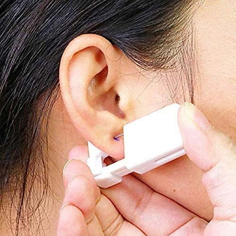 Crazyview 2-Pack-Self-Ear-Piercing-Gun-Earring-Disposable-Piercing-Kit-No-Pain-Easy-Use-Ear-Piercing-Gun-Kit-Tool-with-Stud-White
