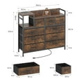 thumbnail image 6 of Jojoka 9-Drawers Dresser with Power Outlets, Metal Frame and Fabric Drawers for Bedroom, Wood Top Cabinet for Closet, Nursery, Brown, 6 of 7