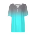 thumbnail image 4 of Blue Women's Short Sleeve T-shirt, Women'S Fashion Casual Floral Print Button Down Short Sleeve Top T Shirt,Women's Short sleeve T-shirt S, 4 of 5