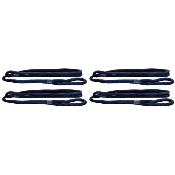 Extreme Max 3006.3422 BoatTector Premium Double Braid Nylon Fender Line Value 4-Pack - 3/8" x 6', Navy