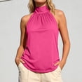 thumbnail image 2 of Likimi Tank Tops For Women Summer High Neck Solid Color Sleeveless Breathable Comfort Shirt Pink Size S, 2 of 6