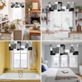 thumbnail image 6 of Rod Pocket Window Valances Grey Art Color Block Geometry Grid Short Kitchen Curtains Abstract Window Treatment Drapes for Bedroom Bathroom Living Room 56x16In,1 Panel, 6 of 9