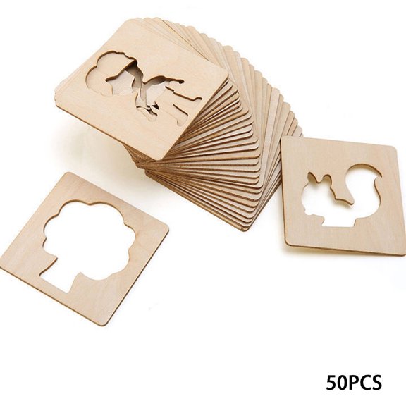 BESTSKY 100Pcs Kids Drawing Stencils,Cartoon Patterns Stencils for Painting,Wooden Craft Puzzle Painting Templates for Notebook,Style 1