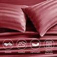 thumbnail image 6 of Jessy Home 4-Piece Satin Stripe Sheet Set, Silky Soft 100% Polyester Bedding, 14-Inch Deep Pocket, Twin, Burgundy, 6 of 9