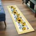 thumbnail image 3 of Sunflower 2'x6' Runner Rugs for Hallway Kitchen Bedside Non Slip Washable, Yellow Flowers Yellow Plaid Farmhouse Entryway Rug Runners with Rubber Backing, Long Carpet Runner for Laundry Room, 3 of 8