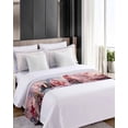 thumbnail image 4 of Pink Christmas Bed Runner for Cal. King Size Bed, Farmhouse Xmas Tree Snowflake Bedspread Protector Slipcover Bed Scarf for Foot Bed Runners & Scarves for Bedroom Hotel Wedding Room 94x20 Inches, 4 of 6