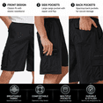 thumbnail image 6 of Puztloy Men's Cargo Shorts Work Gym Medium Elastic Waist Drawstring with Zippered Pockets Relaxed Fit Outdoor Casual Pant , Black, 6 of 9