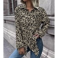 thumbnail image 2 of Camisa de manga larga para mujer, blusa para mujer, poliéster, estampado de leopardo, blusa con botones en la parte delantera para mujer, camisa para mujer, diseño de vanguardia, 2 of 7