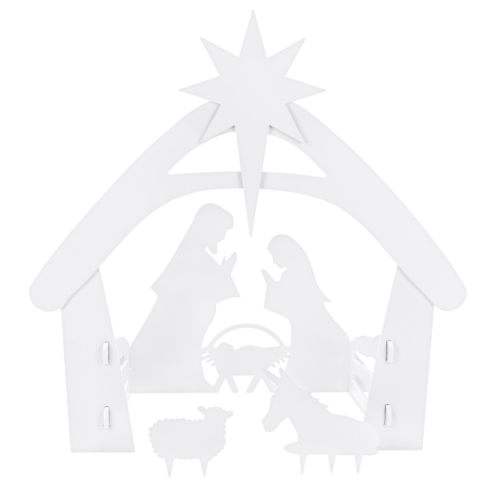Best Choice Products 4ft Outdoor Nativity Scene, Weather-Resistant Decor, Christmas Family Yard Decoration, PVC - White