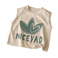 thumbnail image 1 of Zhuashum T-Shirt pour Garçon 6-7 Ans Lettre Graphique Tee Col Rond Manches Courtes Hauts Week-End Été Doux Usage Quotidien Kaki, 1 of 3