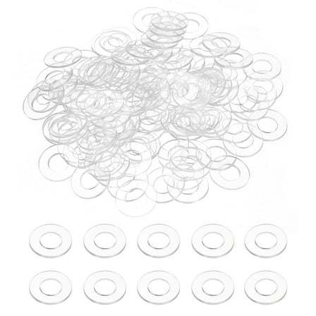 120Pcs M8 Flat Washers 8mm ID 16mm OD 1mm Thick Plain Washer Grommets Plastic Sheet Gasket Fastener Sealing Spacer Gasket Ring Water Hose Washers, Clear