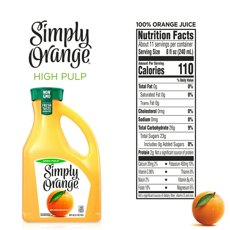 Simply Non-GMO High Pulp Orange Juice Drink, Fresh Taste, 89 fl oz