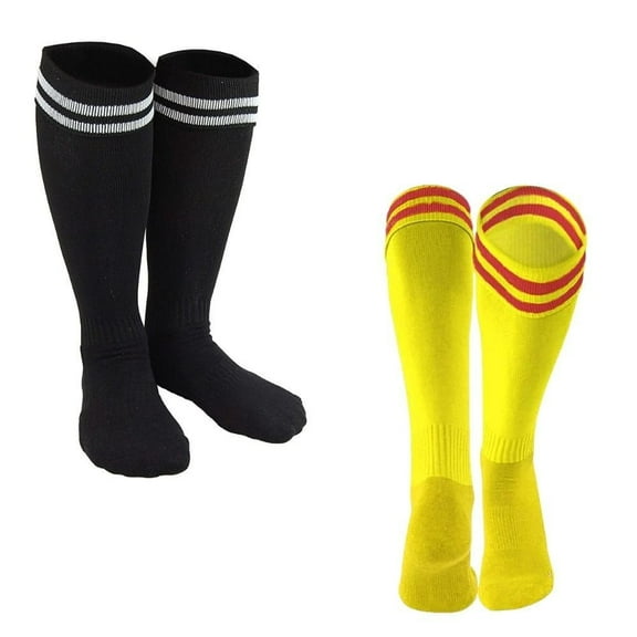 Lian LifeStyle Exceptional Boy's 2 Pairs Knee High Sports Socks for Soccer, Softball, Baseball, Soccer, and Many Other Sports XL002 Size L BLACK,YELLOW