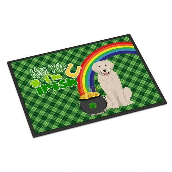 Cream Golden Retriever St. Patrick's Day Indoor or Outdoor Mat 24x36 36 in x 24 in