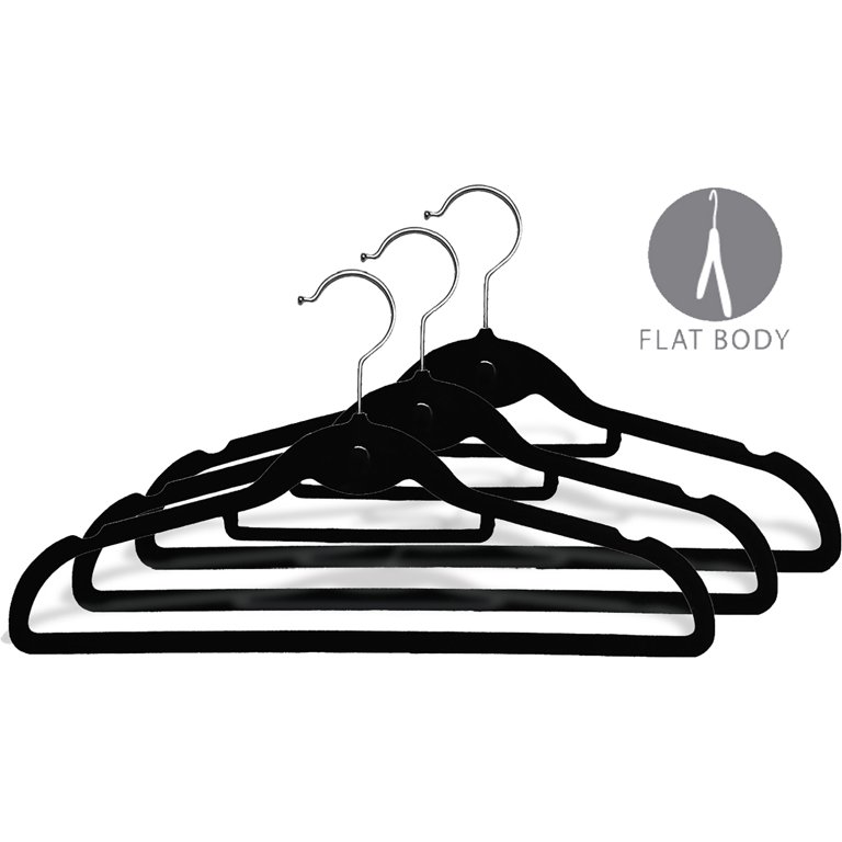 SlimLine Wide Shoulder Black Coat Hanger