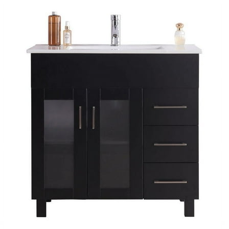 Laviva Nova 36" Contemporary Wood Cabinet with Ceramic Countertop in Espresso