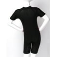 thumbnail image 5 of TSSOE Girls Boys One-Piece Short Sleeve Zippered Shorty Wetsuit Swimsuit Rashguard Sun Protection Black 10, 5 of 7