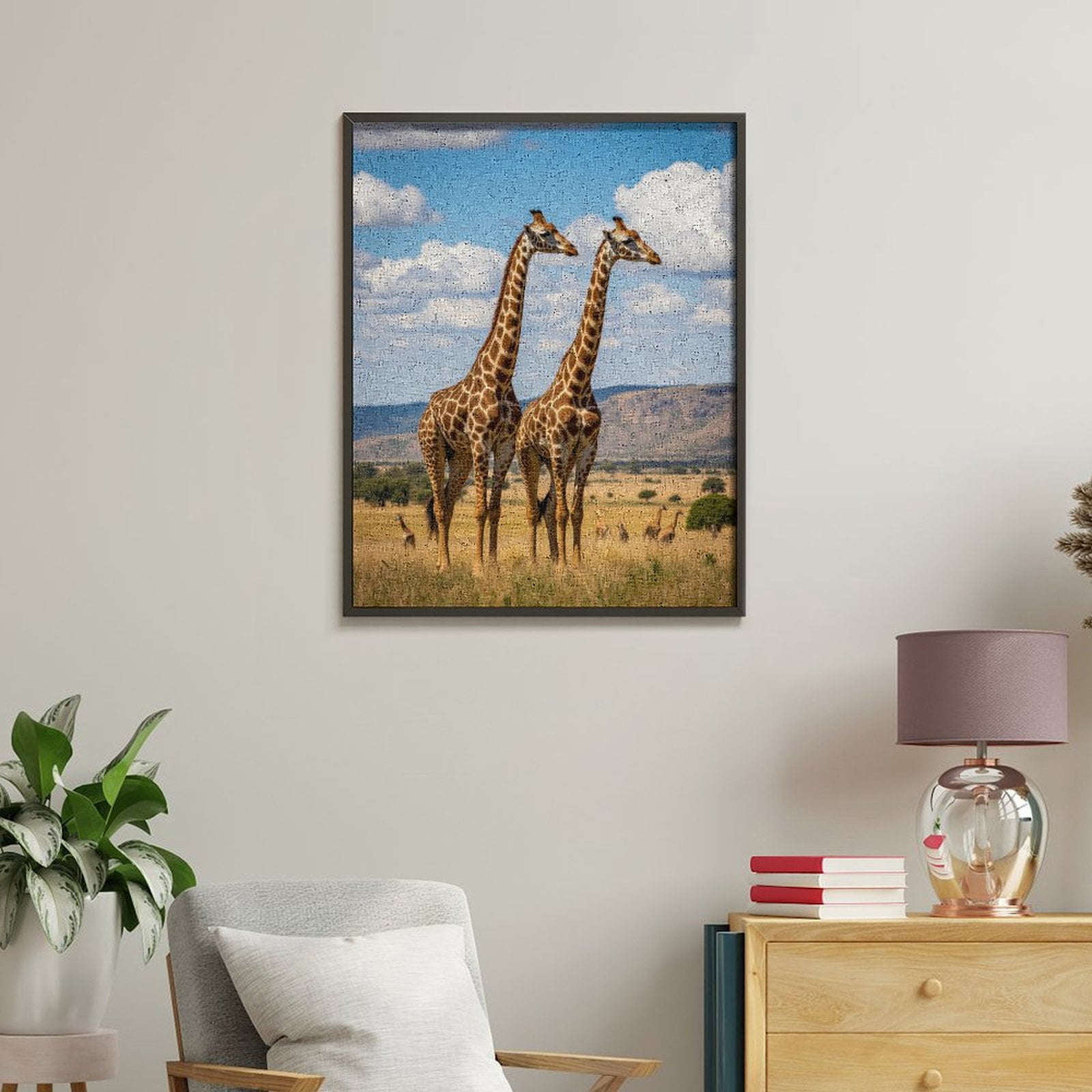 Paint by Numbers Kit for Adults, Giraffes Serengeti Landscape Clouds Paint by Numbers, Easy Paint by Numbers Kit for Adults Beginner, DIY Adult Paint by Number Kits on Canvas, Home Decor