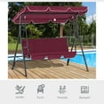 thumbnail image 5 of Outsunny 3-Seat Outdoor Patio Swing Chair with Removable Cushion, Steel Frame Stand and Adjustable Tilt Canopy for Patio, Garden, Wine Red, 5 of 10