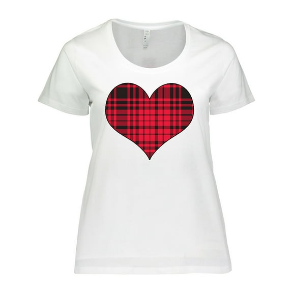 Inktastic Red Plaid Heart Women's Plus Size T-Shirt
