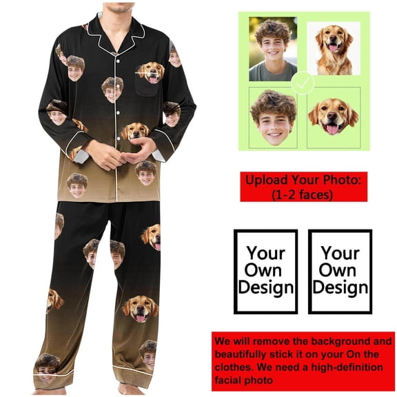 RKSTN Mens Pajamas Set Custom Print Pajamas Sets Fall Lounge Solid Color Lapel Collar Button Down Long Sleeve Pjs Sets Comfortable 2 Piece Casual Winter Loungewear With Pockets